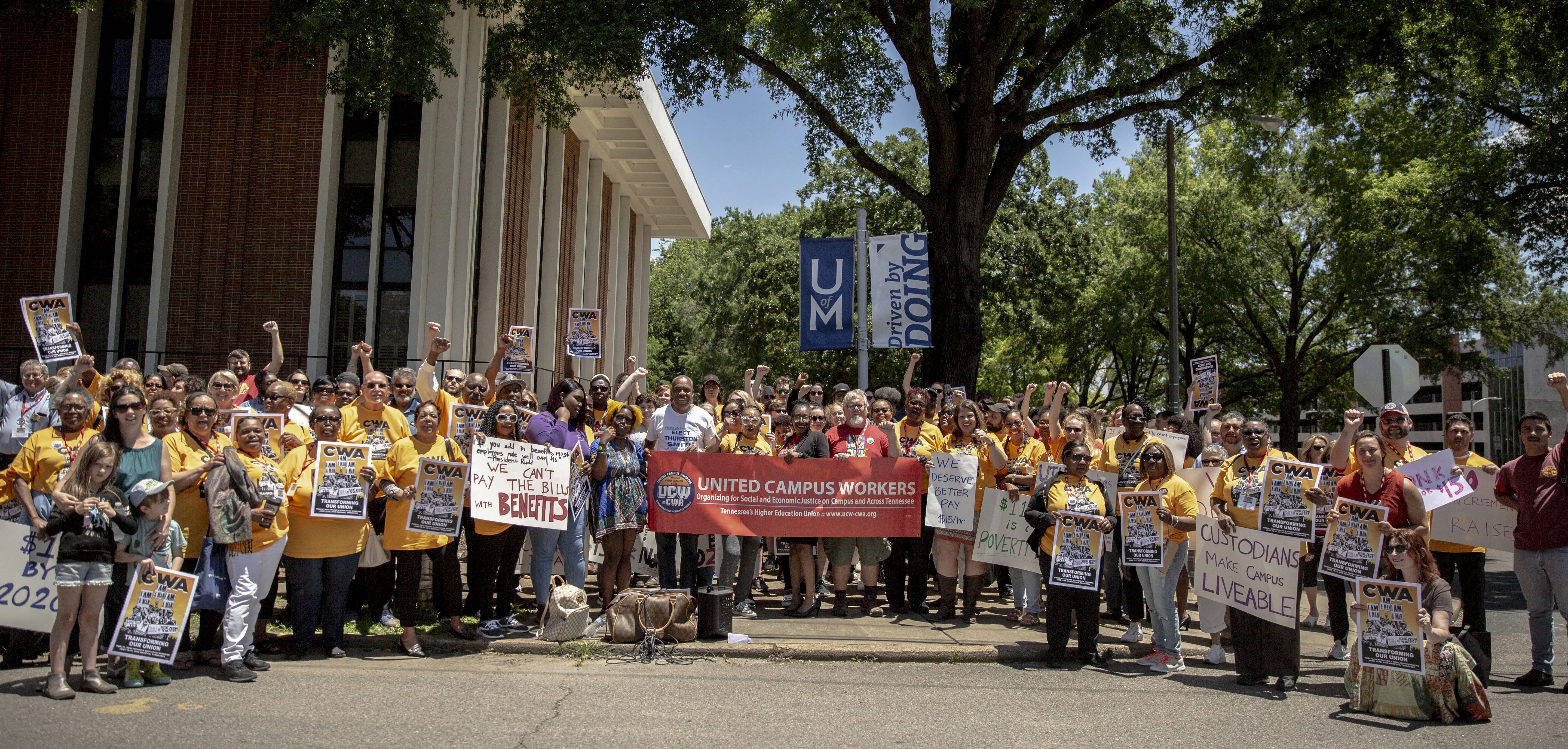 UCW members rally for living wages at the University of Memphis